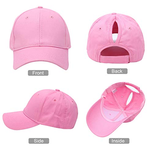 Beisbol Gorra para Mujer - Cola de Caballo Gorras de, Ajustable Algodón Sombrero eportes Clásica de Sol Hat Verano Cap Gorra de béisbol Camionero (Rosa)