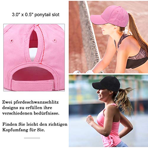 Beisbol Gorra para Mujer - Cola de Caballo Gorras de, Ajustable Algodón Sombrero eportes Clásica de Sol Hat Verano Cap Gorra de béisbol Camionero (Rosa)