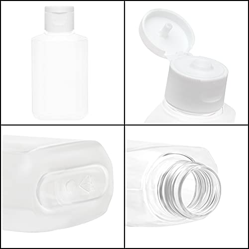 Belle Vous Botellas Plastico Transparente Tapa Abatible (Pack de 20) Botes Plastico 60 ml Reutilizables Vacíos para Apretar - Botes Viaje Rellenables, Cosméticos, Acondicionador, Loción, Champú y Mas