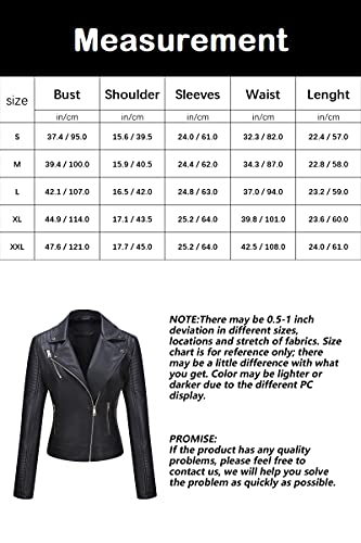 BELLIVERA Chaqueta Corta Cuero Sintética para Mujer Otoño Moto Biker Abrigo Informal 53 Negro L