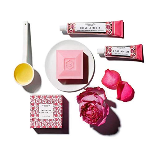 Benamôr - Crema de manos revitalizante Rosa Amélie - 99% ingredientes naturales - Manteca de karité, aceite de argán, aloe vera - Vegano y Libre de Parabeno - Tubo 30ml