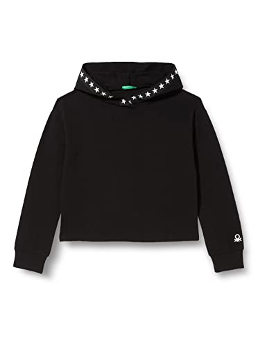 Benetton Maglia C/CAPP. M/L 3T32C2288 Sudadera con Capucha, Negro 100, 120 Regular para Niñas