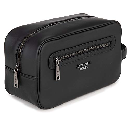 Berliner Bags Premium Bolsa para cosméticos Max I Estuche de maquillaje Bolsa de afeitado de cuero de calidad suprema para Hombres Mujeres Negro