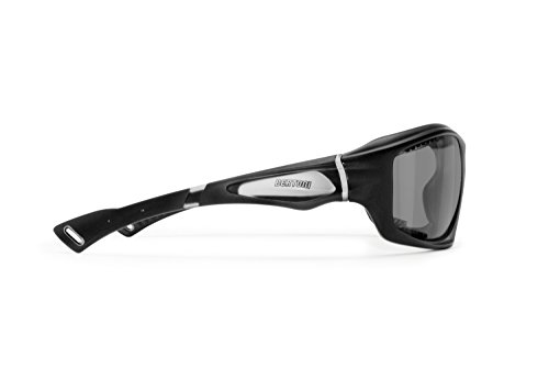 BERTONI Gafas de Sol Deportivas Polarizadas Fotocromáticas para Deporte Ciclismo MTB Pesca Esqui Golf Running Kitesurf - P1000FT Italy (Negro Mate)