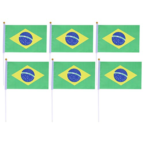 BESPORTBLE 20 Piezas Mini Banderas Nacionales Ronda Superior Banderas de Países Internacionales Pequeño Palo Bandera de Bandera de Brasil para Eventos Deportivos Olímpico