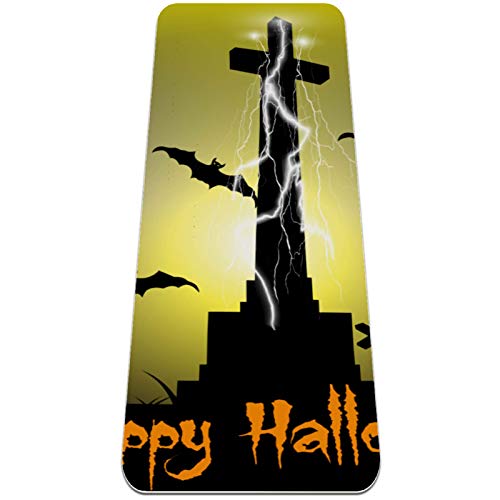 BestIdeas Esterilla de yoga Halloween Spooky Webed Cementerio con spoders de árbol muerto para yoga, pilates, ejercicio en el suelo, hombres, mujeres, niñas, niños, principiante, diseño antideslizante