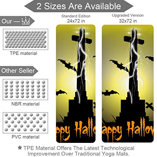 BestIdeas Esterilla de yoga Halloween Spooky Webed Cementerio con spoders de árbol muerto para yoga, pilates, ejercicio en el suelo, hombres, mujeres, niñas, niños, principiante, diseño antideslizante