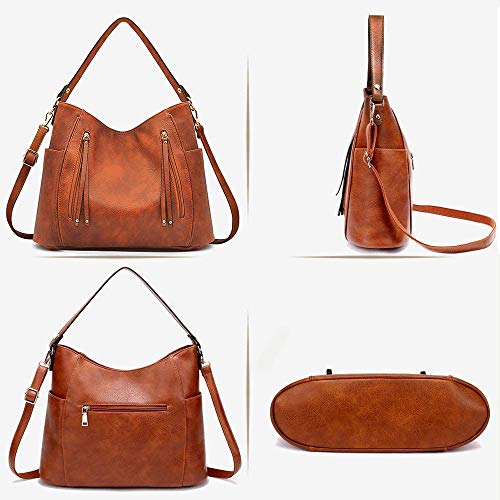 BestoU Bolsos de Mujer Cuero Grande Bolso Bandolera Tote De Hombro Bolsos PU (Marrón)