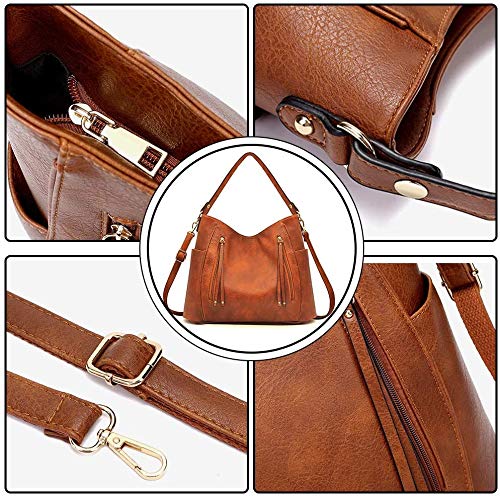 BestoU Bolsos de Mujer Cuero Grande Bolso Bandolera Tote De Hombro Bolsos PU (Marrón)