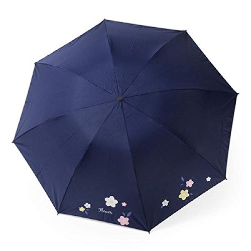 B/H Paraguas Resistente,Sombrilla Plegable, 40% de Descuento en Vinilo para Mujer para Lluvia o Sol, 8 Huesos Azul