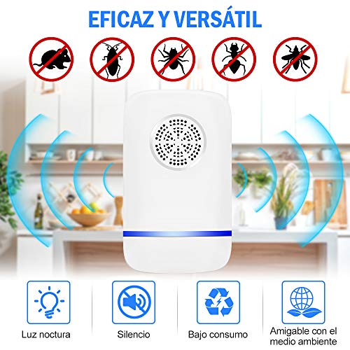 BILIFIT Repelente Ultrasónico de Plagas, Antimosquitos Electrónico Control de Mosquitos Hormigas, Cucarachas, Moscas, Arañas, Chinches, Ahuyentador de Ratas y Ratones para Interiores (2 Piezas)