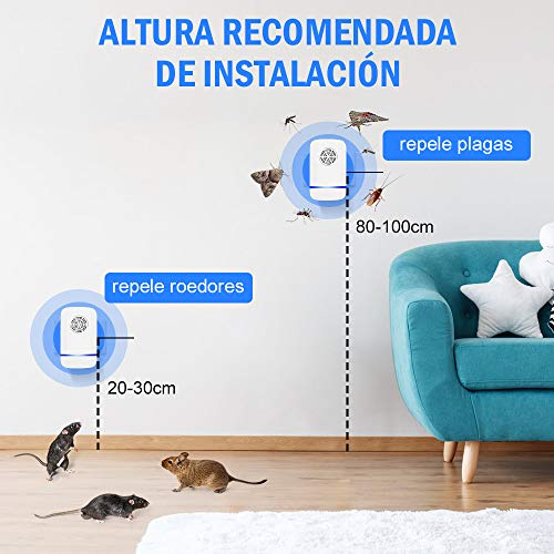 BILIFIT Repelente Ultrasónico de Plagas, Antimosquitos Electrónico Control de Mosquitos Hormigas, Cucarachas, Moscas, Arañas, Chinches, Ahuyentador de Ratas y Ratones para Interiores (2 Piezas)