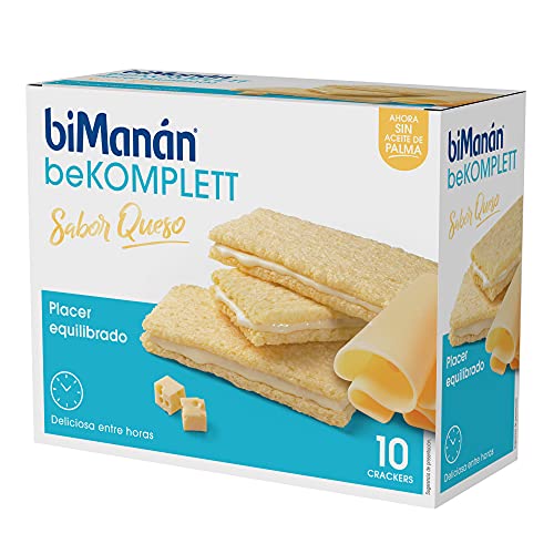 BiManán be KOMPLETT Sándwich con relleno sabor a queso. Rico en fibra y con 12 vitaminas - Caja con 10 unidades