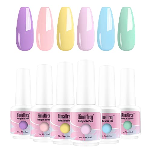 Bimatfrey Esmaltes de Uñas, Esmaltes en Gel Uñas UV LED, 6pcs Kit de Esmaltes Semipermanentes para Uñas, Kit de Esmaltes de Uñas en Gel Soak，Set de Regalo de Uñas de Gel de Colores (set1)