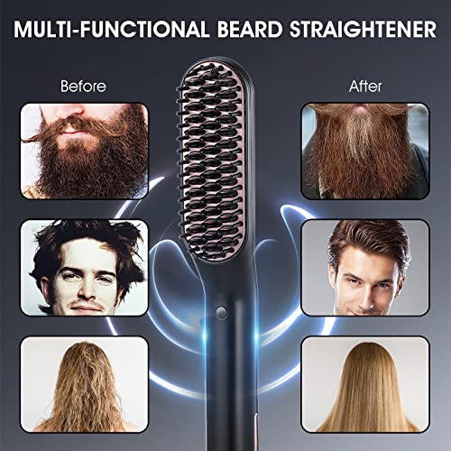 Binecer Cepillo alisar Barba,Plancha Barba,Cepillo Alisador de Barba,Peine Barba Flequillo Eléctrico Profesional Multifuncional Cepillo para Hombre Mujer