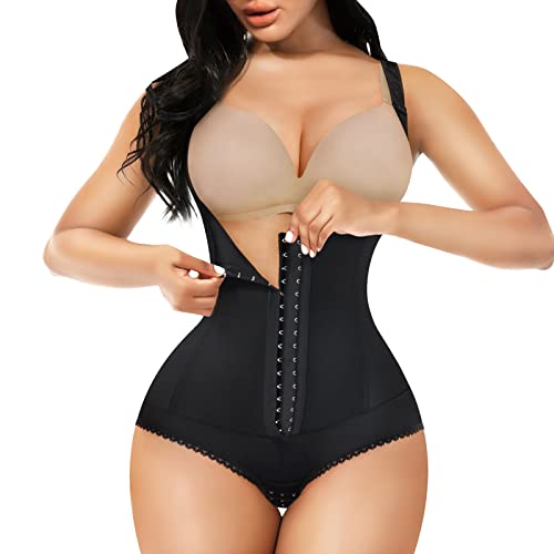 Bingrong Mujer Bodies Moldeadores Faja Reductora Lencería Moldeadora Corsé Body Body Shaper Abdomen Reductor Barriga Levanta Glúteos Entrenador de Cintura Abierto Shapewear Bodysuit (Medium, Negro)