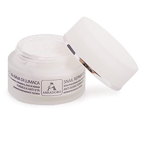 BIO baba de caracol crema facial con ácido hialurónico, colágeno, vitamina E, aceite de argán - para cara, cuello y escote antiarrugas Eficaz contra cicatrices de acné Manchas y estrías Made in Italy