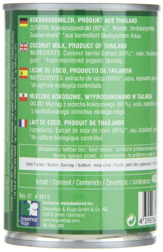 Bioasia Leche De Coco Bio, Cont. De Grasa, Aprox. 18% 400 ml (9819)