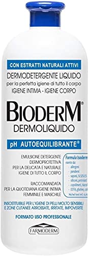 Bioderm Dermoliquido - Gel de Ducha Dermoprotector para Pieles Sensibles - Gel Baño Bebé - Apto para la Higiene Íntima Diaria de Mujer y Hombre - Sin Parabenos - Ideal para Personas Mayores - 1000 ml