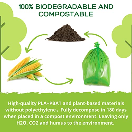 BIOFAMI Bolsas de basura Compostables, Sin plástico, 10 Litros, Bolsas para desechos de alimentos, Sin perfume, Certificación de BPI EN13432 OK Compost Home