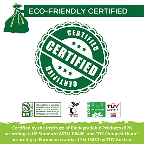 BIOFAMI Bolsas de basura Compostables, Sin plástico, 10 Litros, Bolsas para desechos de alimentos, Sin perfume, Certificación de BPI EN13432 OK Compost Home