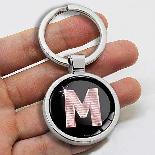 Biomar Labs® Llavero con Iniciales Personalizables en 3D, Letras del Alfabeto A-Z, Oro Rosa, para Hombre y Mujer, Letra M, KK 39