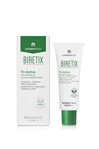 Biretix Tri Active Gel Anti-Imperfecciones, 50 Ml.- Previene y Corrige Granos y Marcas de Acné, 50 Mililitros