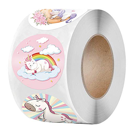 BJ-SHOP Pegatina de Unicornio Adhesivo de Premio 500 Piezas de Pegatinas en Rollo de Unicornio para Regalo de Niños Fiesta de Cumpleaños Infantil