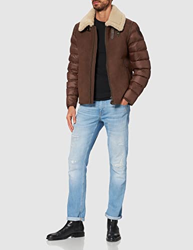 Blauer Piel Capo Hombro Acolchado Chaqueta de Cuero, 368 Nuez De Coco, XL