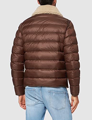 Blauer Piel Capo Hombro Acolchado Chaqueta de Cuero, 368 Nuez De Coco, XL