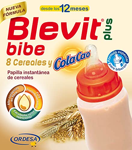 Blevit Plus Bibe 8 Cereales y ColaCao - Papilla de Cereales para Bebé fórmula especial para Biberón - Sabor Cola Cao - Desde los 12 meses - 600g