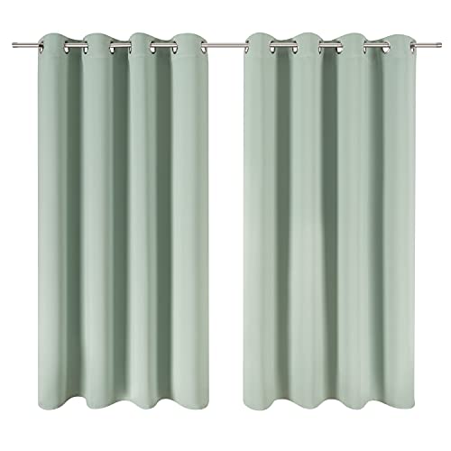 Blumtal Juego de 2 Cortinas Opacas para Interior - Cortinas Aislantes Térmicas, 140 x 245 cm, Verde Verano