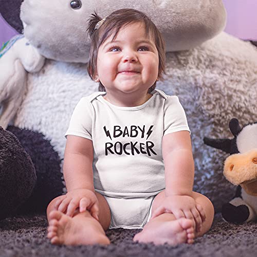 Body de bebé de manga corta Rock – Baby Rocker – Body Rock – Body para bebé unisex 100% algodón transpirable – Body regalo para nacimiento de bebé, Color blanco., 0-6 Meses