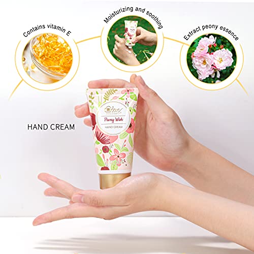 BODY & EARTH # LOVE Crema para Piel Crema Reparadora Regalo para Mujeres Aroma de Peonía 4 piezas : Crema de Manos, Crema para Pies, Jabón, Velas Perfumadas Regalo de Cumpleaños