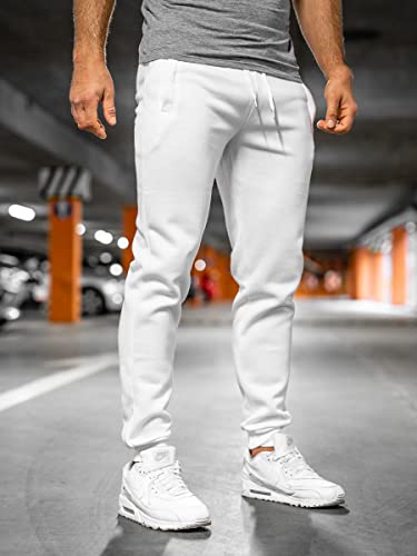 BOLF Hombre Pantalón Deportivo Pantalones De Chándal Jogger Pantalones Holgados de Deporte Running Entrenamiento Fitness Jogging Slim fit Estilo Urbano XW01 Blanco XXL [6F6]