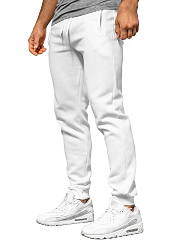 BOLF Hombre Pantalón Deportivo Pantalones De Chándal Jogger Pantalones Holgados de Deporte Running Entrenamiento Fitness Jogging Slim fit Estilo Urbano XW01 Blanco XXL [6F6]