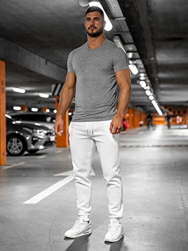 BOLF Hombre Pantalón Deportivo Pantalones De Chándal Jogger Pantalones Holgados de Deporte Running Entrenamiento Fitness Jogging Slim fit Estilo Urbano XW01 Blanco XXL [6F6]