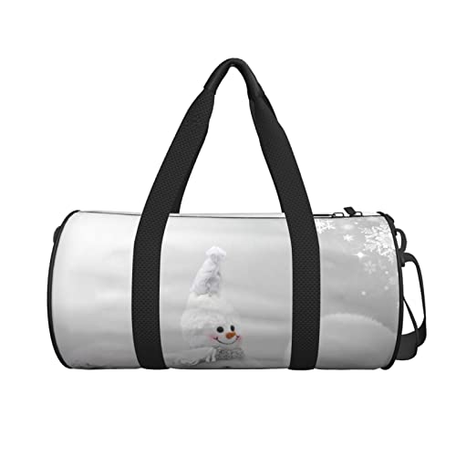 Bolsa de lona redonda con estampado de estrellas y flores de nieve para hombre de nieve, bolsa de viaje para la noche, bolsa de viaje plegable de fin de semana, impermeable y resistente al desgarro.