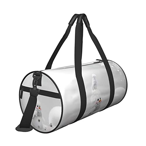 Bolsa de lona redonda con estampado de estrellas y flores de nieve para hombre de nieve, bolsa de viaje para la noche, bolsa de viaje plegable de fin de semana, impermeable y resistente al desgarro.