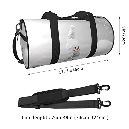 Bolsa de lona redonda con estampado de estrellas y flores de nieve para hombre de nieve, bolsa de viaje para la noche, bolsa de viaje plegable de fin de semana, impermeable y resistente al desgarro.