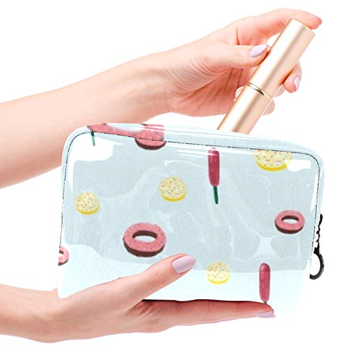 Bolsa de maquillaje de PVC con cremallera, bolsa de cosméticos impermeable con pimiento rojo dulce postre para mujeres y niñas