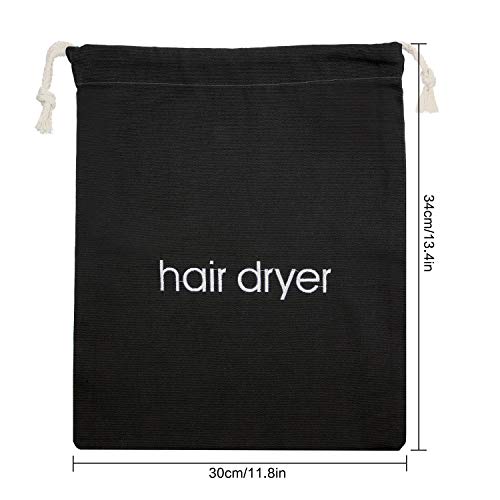 Bolsa de Secador de Pelo Bolsa con Cordón Bolsa de Hairdryer, 11,8 por 13,8 Pulgadas (Negro)