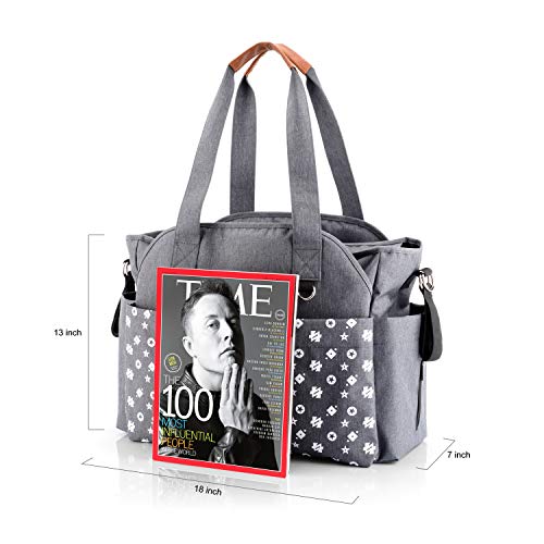 Bolsa para cambiar pañales para bebés, bolsa para pañales materna messenger con correas para cochecitos y 12 bolsillos, grande de almacenamiento para todos los accesorios para bebés(gris)