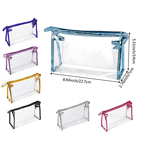 Bolsas de Aseo Transparente, Comius Sharp 7 Piezas Bolsa de Maquillaje para Viajes Bolsa de Cosmética Transparente de PVC Portátil para Vacaciones, Viajes, Baño, Prácticos de Moda (01)