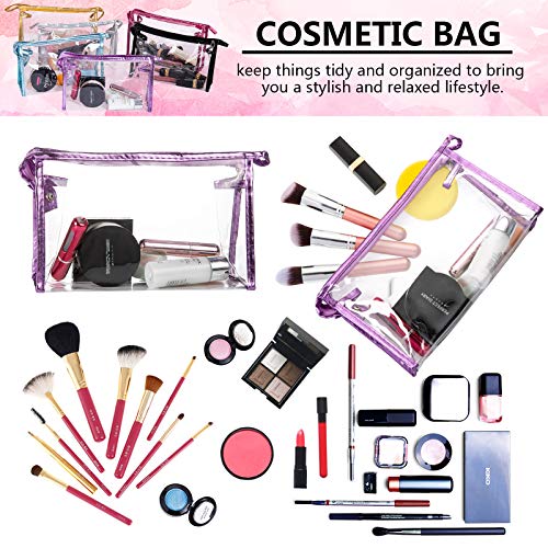 Bolsas de Aseo Transparente, Comius Sharp 7 Piezas Bolsa de Maquillaje para Viajes Bolsa de Cosmética Transparente de PVC Portátil para Vacaciones, Viajes, Baño, Prácticos de Moda (01)