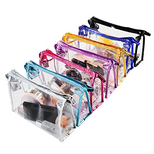 Bolsas de Aseo Transparente, Comius Sharp 7 Piezas Bolsa de Maquillaje para Viajes Bolsa de Cosmética Transparente de PVC Portátil para Vacaciones, Viajes, Baño, Prácticos de Moda (01)