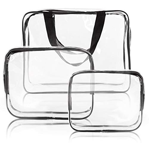 Bolsas de Aseo Transparente Viaje Impermeable Mujer Bolsa de Cosmético Organizador de Viaje 3 Pcs