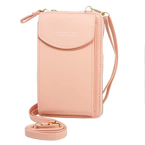 Bolso para Teléfono Móvil Forever Young Rosa · Bandolera Cruzada Mini Bolso de Cuero Sintético con Ranura para Tarjetas · Diseño Moderno y Divertido