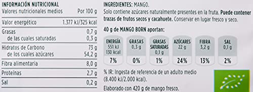 Born Mango - Fruta Deshidratada Ecológica - Vegetariano, Vegano, Paleo, sin Gluten, sin Lactosa, sin Azúcar Refinado - Doy Pack 40 G