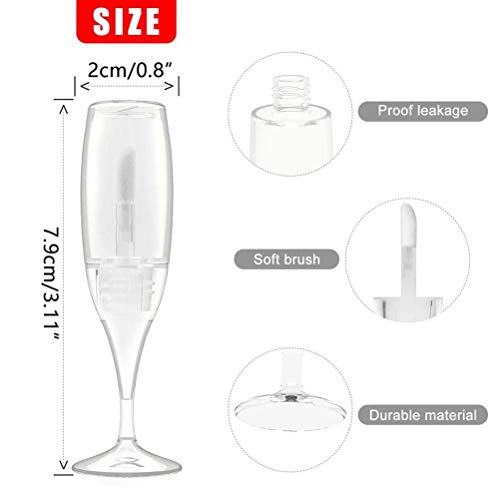 Botella de brillo labial recargable, 10 tubos de brillo labial vacíos de 8 ml, mini tubos creativos de brillo labial en forma de copa de vino, botellas recargables, envases de brillo labial para niñas